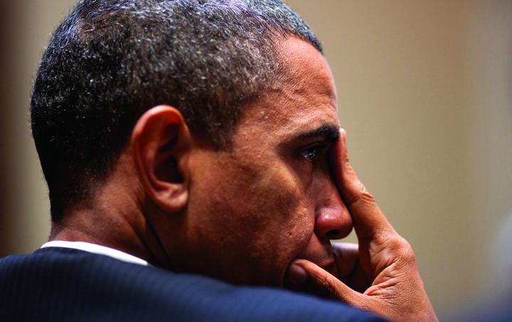 President Obama during a meeting with Cabinet members