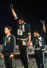 John Carlos and Tommie Smith raise the Black power salute