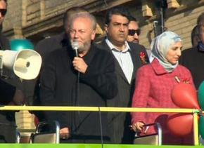 George Galloway addresses supporters after winning a by-election for Britain's parliament
