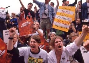 An image from an ACT-UP protest featured in How to Survive a Plague