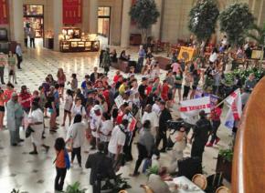 Low-wage workers and their supporters gathered in Washington, D.C.'s Union Station