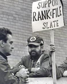 Pete Camarata at a picket in Detroit